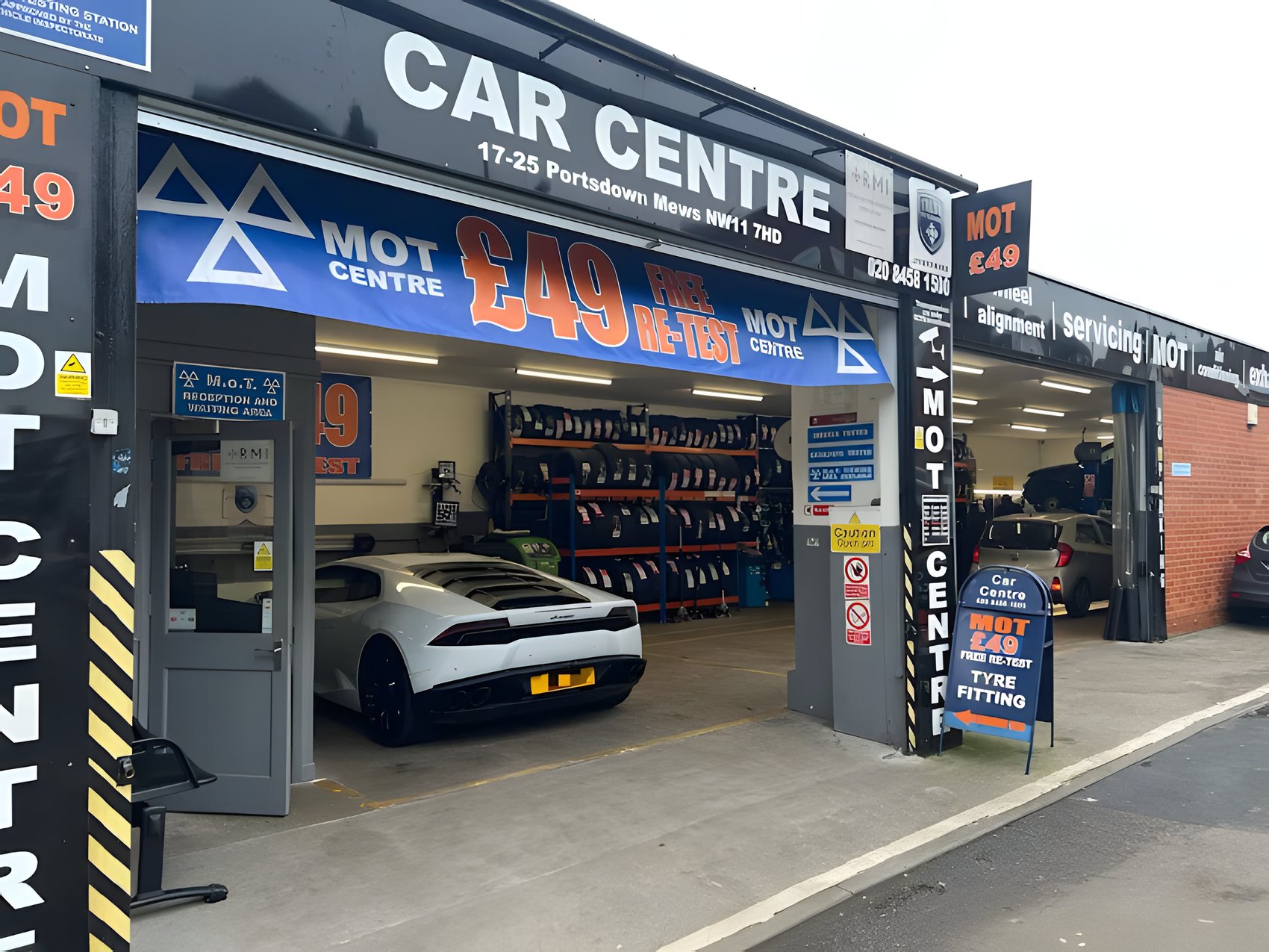 Car Centre BS workshop frontage on Portsdown Mews, NW11