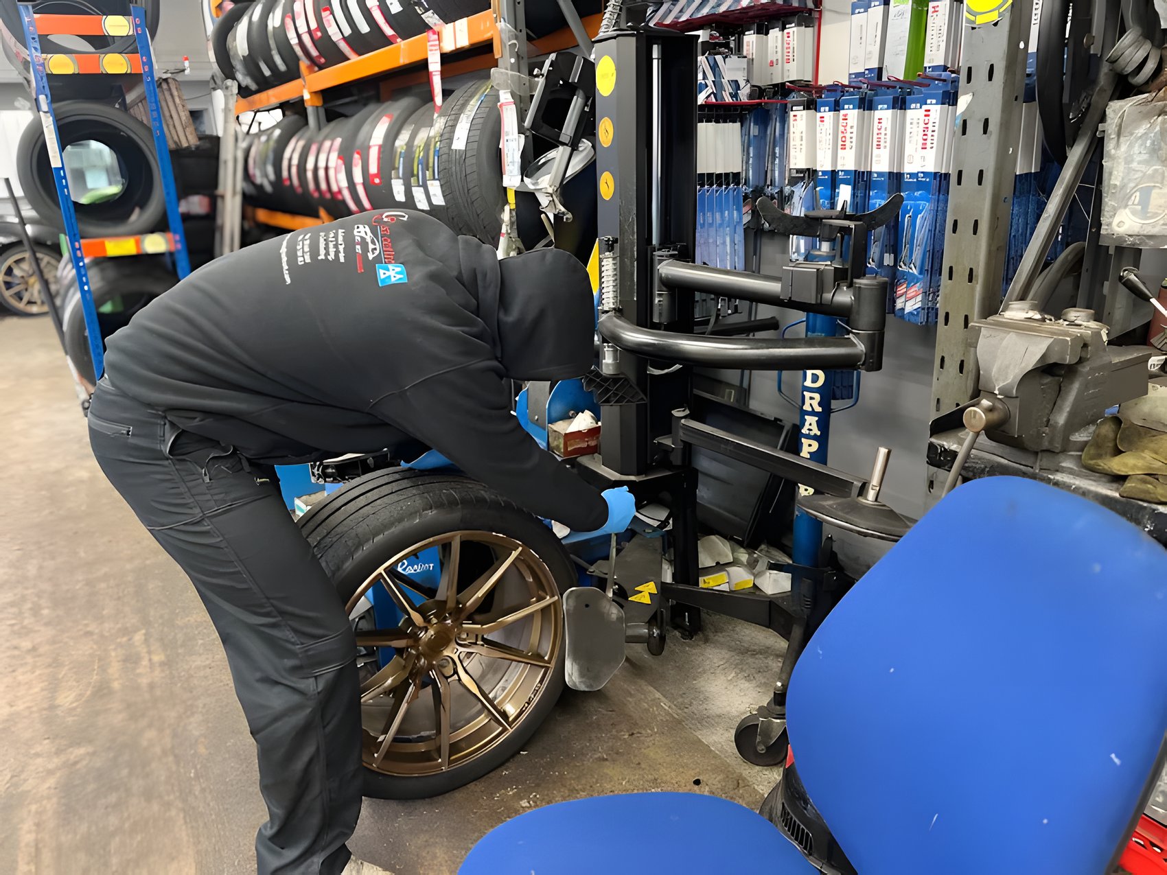 Precision tyre fitting on a performance alloy wheel